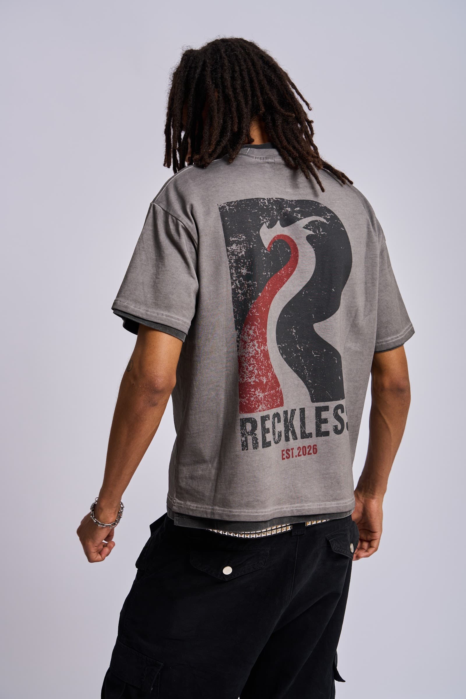 ‘Identity’ tee, storm grey — back graphic