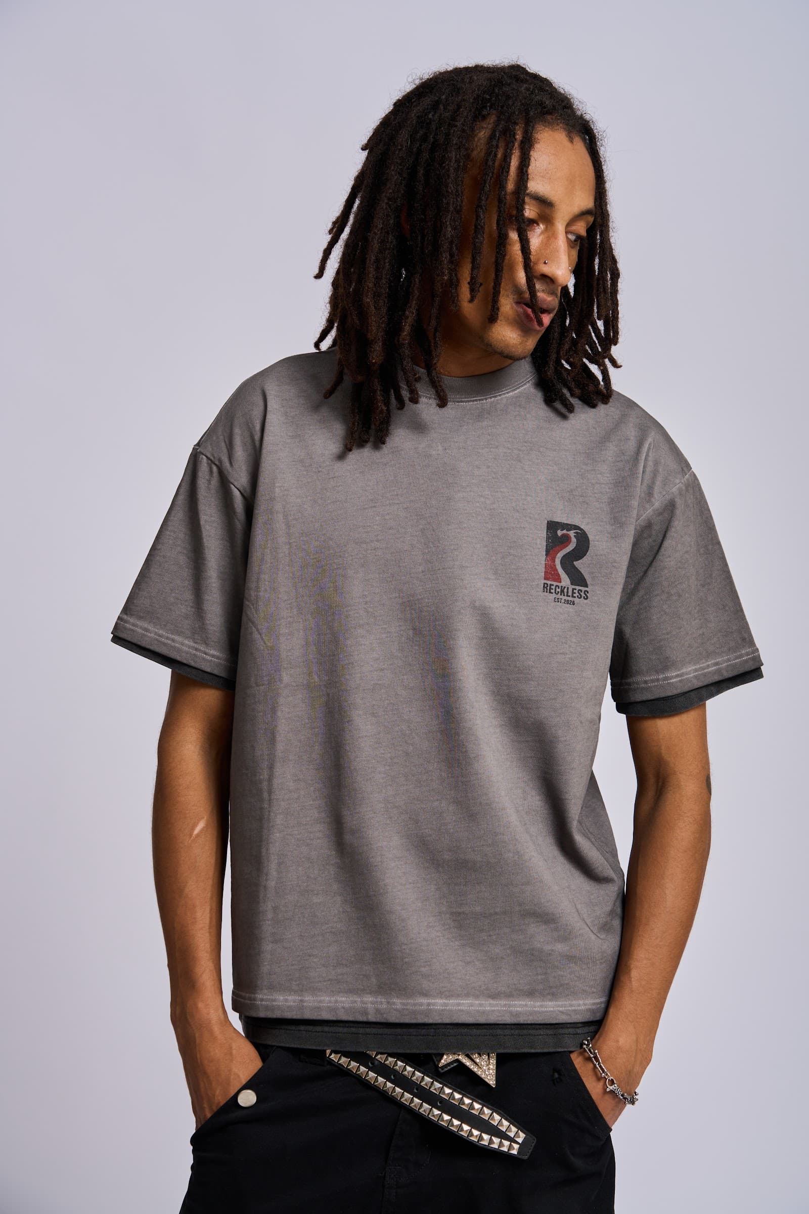 ‘Identity’ tee, storm grey — front