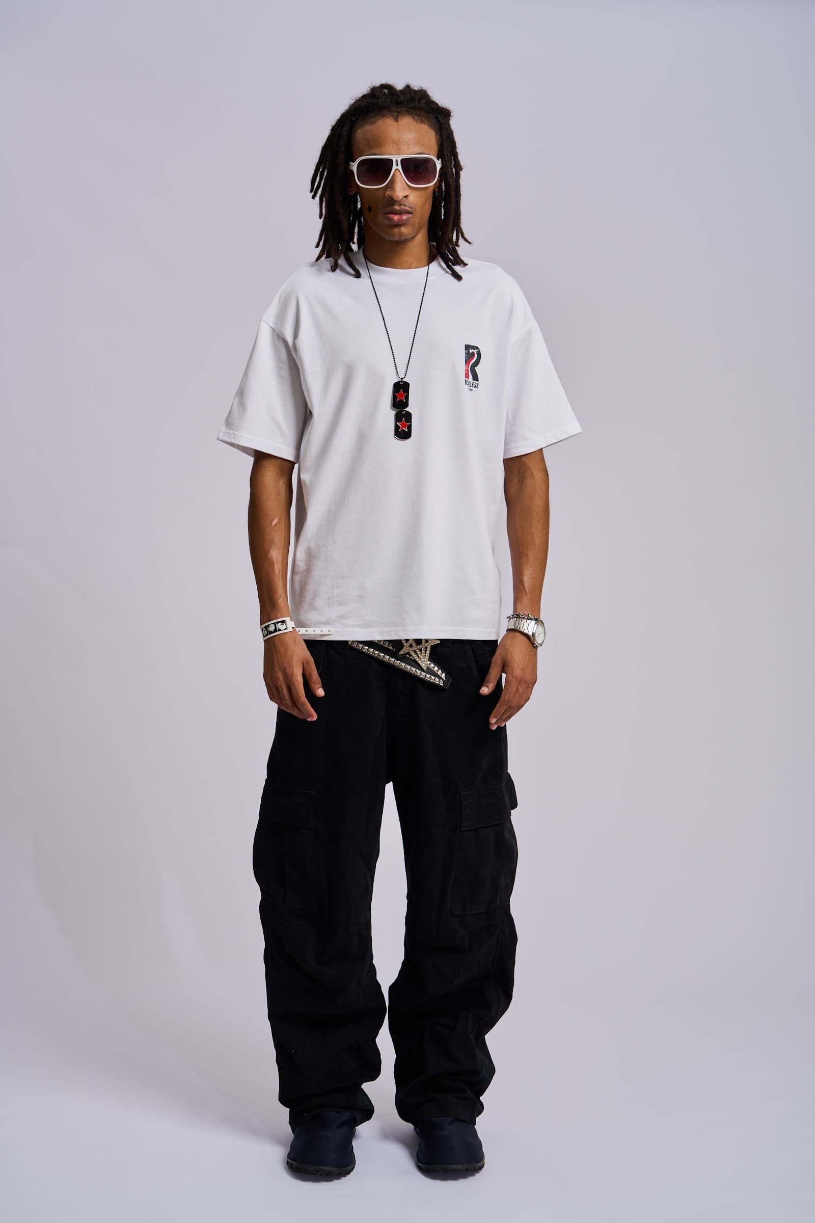 ‘Identity’ tee, white — full look